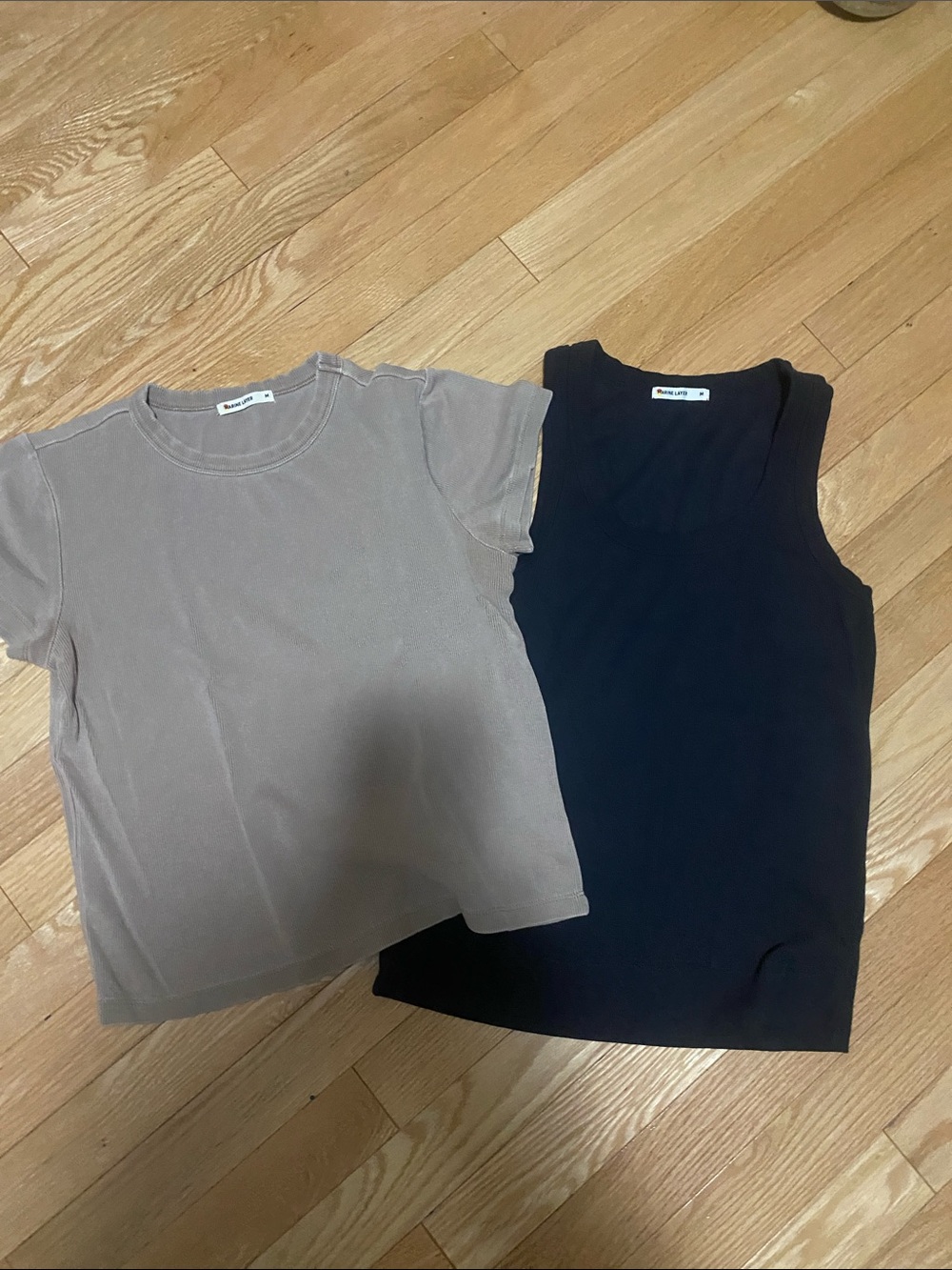 Marine Layer Short-Sleeve Tee & Rib Tank - Taupe and Black